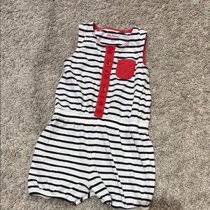 Baby Boden Striped One Piece - Navy and Red